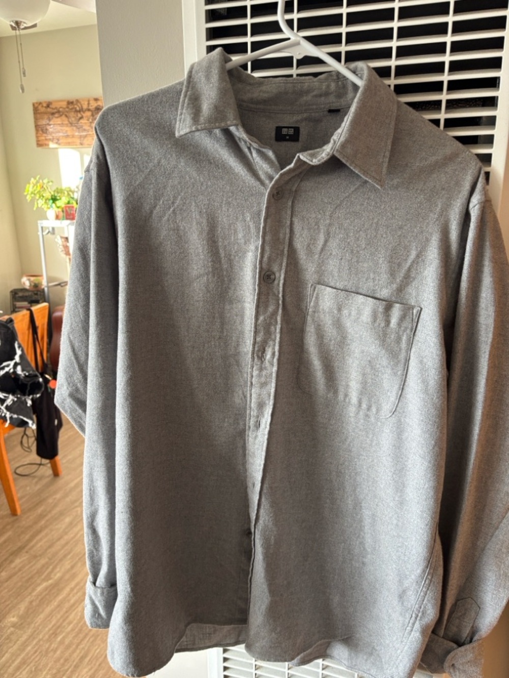 Uniqlo Heather Gray Button-Up Shirt
